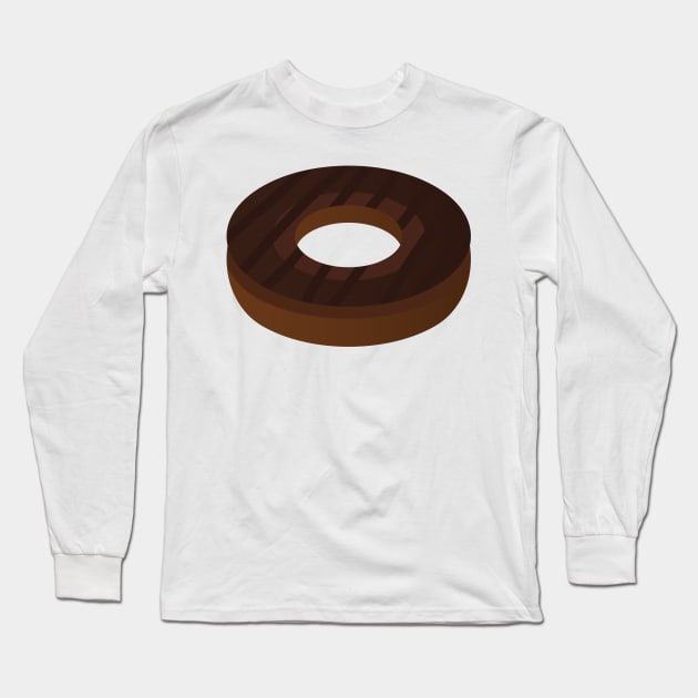 Dark Chocolate Donut Long Sleeve T-Shirt by InkyArt